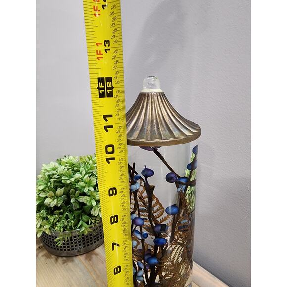 White River Blue FLORAL CYLINDER Lifetime Oil Candle 12.5" x 3.5" - Picture 6 of 12